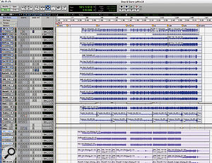 The Pro Tools Session for 'Stop & Stare'; drum tracks (below) were bounced to analogue tape at various different level settings to obtain tape compression.