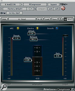 As well as using outboard processing on Shakira's lead vocals, Serge Tsai used Waves' Renaissance De-esser and Compressor.