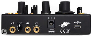 At the back of the unit we find 3.5mm sockets for line/headphone output (with associated level knob), MIDI in and assignable CV in, along with a 5V power socket and USB‑C port.
