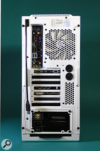 The back panel features a wealth of connectivity, but even more is to be found, easily accessible, on the top of the case.