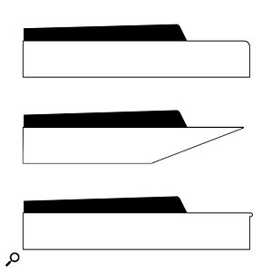 Types of key in profile. From top to bottom: waterfall key, synth or ‘diving board’ key, and piano or ‘lipped’ key.