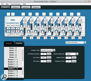 The Kontrol Editor, showing the Nano Kontrol's settings. These pages make it simple to adjust and save each Nano's parameters, although you may have to restart your DAW to implement changes.