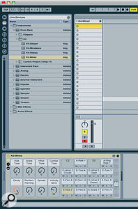 Drag a Drum Rack kit to a MIDI track to get started.