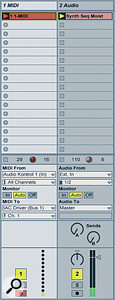 The settings for routing controller data to an audio track for real‑time recording.