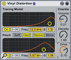 Our master channel is treated to some gritty Vinyl Distortion and a little Crackle, though the settings are deliberately subtle.