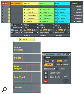 Screen 1: A Track Group template with an instrument track and three BinkLooper tracks for real‑time layering of MIDI tracks.