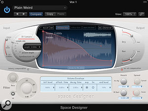 Space Designer is Logic’s flagship reverb plug-in, and while it doesn’t allow pitch modulation, it does let you import your own impulse responses.