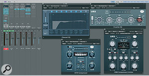 Processing chain applied to a lead vocal, as seen in 'Single' view from Logic's Mixer page.