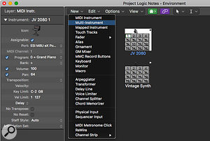 If you need to deactivate a channel in a multitimbral Environment instrument, just select the relevant block in the graphic and then untick the 'Assignable' box in the Environment Inspector.