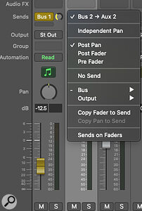 The Independent Pan option allows you to pan a source and its aux sends independently of one another.