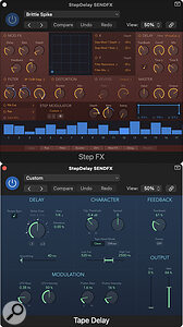 Placing Step FX before a delay can yield some interesting rhythmic filter results. Placing Step FX before a delay can yield some interesting rhythmic filter results.