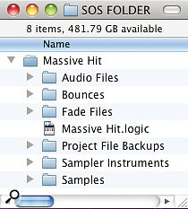 Making sure that everything is saved in the correct place is important, as your Logic project requires all manner of files to be saved alongside it. With every song you'll find accompanying audio files, bounces and fade files, for example, that will need to be accessed by the project file.