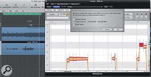 Although it's easiest to use Melodyne on material that's played at a fixed tempo, it can also handle tempo changes — and will even alert you if it has lost sync with the DAW and present you with options to remedy the situation.