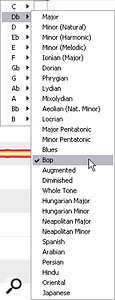 By default, you edit note pitches in Melodyne Editor with reference to an equal‑tempered chromatic pitch grid, but there are numerous other scale‑based options that can speed up editing in a real musical context.