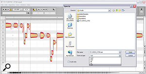 Having decided to supplement the low end of the bass part with a synthesizer part, Mike imported the recorded audio into the stand-alone version of Celemony Melodyne Editor, to generate MIDI trigger notes semi-automatically.