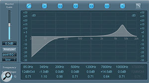 Here is the Channel EQ setting that was applied to the vocal compressors' side‑chain detector circuits to adjust their high‑frequency sensitivity, thereby preventing over‑emphasis of sibilants.