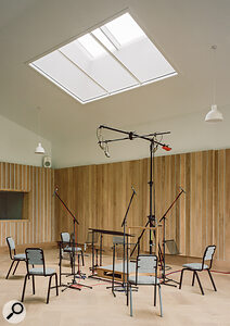 The live room is large enough to house a chamber orchestra or large string section. With lots of natural light and a lively acoustic, it’s designed to be a rewarding room to play in.