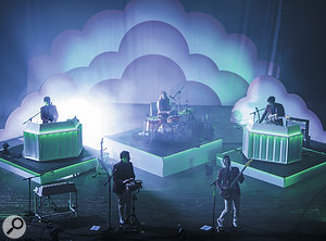 From their beginnings as a solo project Metronomy have evolved into a five-piece band, as here on stage at the Brixton Academy. From left: Oscar Cash, Joseph Mount, Anna Prior, Gbenga Adelekan and Gabriel Stebbing.