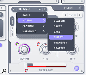 The impressive Filter panel boasts a huge number of filter types, and it forms the basis of the separate, more affordable plug‑in, Rift Filter Lite.