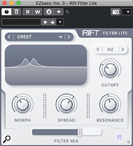 Rift Filter Lite presents the Filter section from the full version as a standalone plug‑in.