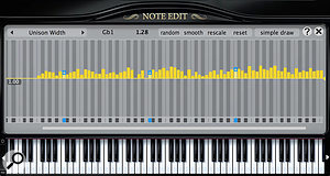 The preserve of Pianoteq’s Pro version, Note Edit lets you adjust 30 sound design parameters on an individual note basis. It’s the ultimate in virtual piano customization, and has no equivalent in the sampled world.