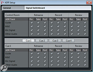 The ADR Setup window's Signal Switchboard lets you configure every possible permutation for monitoring.