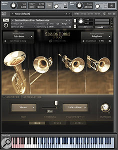 The Performance interface enables the user to play up to six-piece horn sections without having to do any real programming.