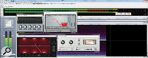 A series of separate processors was deployed on a bass track to clean it up for use in a mix. Note that the compressor is not part of the noise‑reduction process. It can be worth auditioning typical processing after the noise‑reduction chain, just to see how usable the resulting file is going to be!