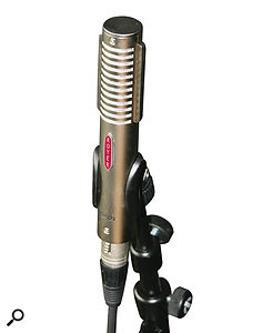 The Shure SM57, close to the speaker cone, forms the almost universal cornerstone of Nashville guitar sounds. These days it is often augmented with a ribbon mic such as the RCA 77DX (left), or, more usually, a Royer 121 (right).