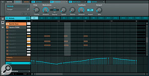 An instrument sequence, with effects automation.