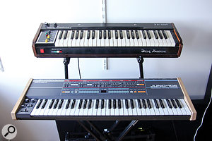 Ólafur Arnalds' favourite synths are the Roland Juno 106 (shown) and 60. The Jen string machine (top) is an oddball and surprisingly useful instrument.