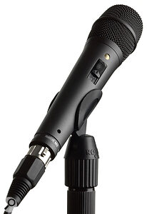 Stage vocal capacitor mics are available at a range of prices, from this Rode M2, which costs about the same as a Shure SM58, through mid‑priced examples like the Audix VX10, to esoteric models from the likes of Sennheiser, Neumann and DPA.