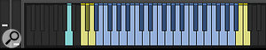 You can artificially stretch Berlin Orchestra Inspire’s instruments beyond their real-life playing ranges; yellow keys show the additional upper and lower notes. The lower green key is the ‘round robin reset’ switch, which forces the RR sequence back to its start.