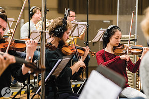 Violin and horn players pictured at a Berlin Orchestra Inspire sampling session. 