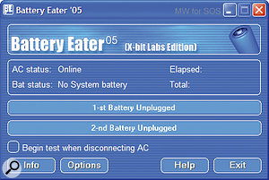 Want to measure how long your laptop battery will survive when running audio software? Try the Battery Eater bench-test utility.