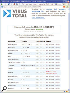 If your virus checker claims to have found a suspicious file, but you're not convinced, try uploading it to the independent Virus Total web site to find out what 30 other anti-virus utilities think.