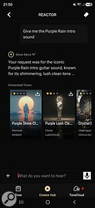 The Creator Hub lets you issue prompts to build your tone, and will usually offer a small selection of rigs based on your request.