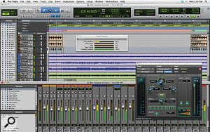 Pro Tools 10 in all its glory. Notice the new Mod Delay III plug-in and the additional disk cache meters in the System Usage window.