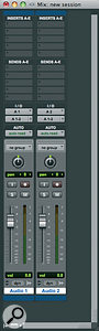 The same two tracks as they appear in the Pro Tools 8 Mix window.