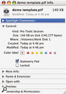 On Mac OS X, the Stationery Pad option in the Get Info window is used to tell the operating system that a file should be treated as a template. 