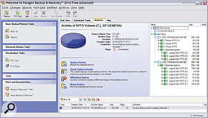 An imaging utility (such as Paragon Backup & Recovery, shown here) will create a complete snapshot of your computer's hard drive and save you having to reinstall software after a crash or drive failure.