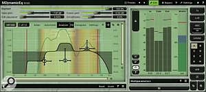 A dynamic equaliser such as Melda’s MDynamicEQ is one of the best tools for dealing with the harsh–sounding single–frequency resonances generated by some singers.