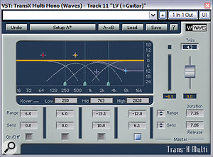 Specialised processors might be needed to deal with an over‑spiky acoustic guitar recording. Suitable examples include multiband transient processors such as Waves' Trans-X Multi and dynamic equalisers such as the Platinum Ears IQ4.