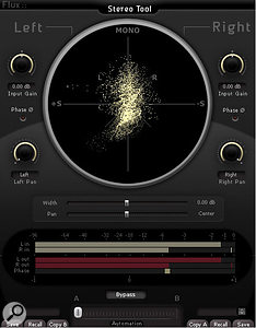 Flux Audio's Stereo Tool is the pick of the freeware stereo vectorscope displays currently available, and can help you head off mono-compatibility problems, especially if you're working on headphones.