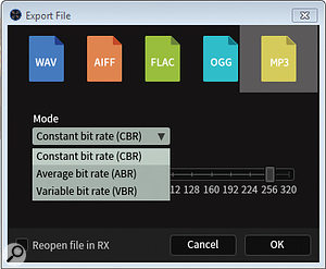 Also new in RX6 Standard and Advanced is the ability to export audio in MP3 format.