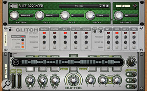 Aside from some of Propellerhead's own devices, there are some really great Rack Extensions out there for stutter-edit and glitch effects. Here we see Slice Arranger, Glitch and Buffre.