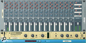 An alternative parallel compression configuration, using the Reason Mixer's pre‑fader aux send.