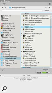 Preview files can be auditioned and imported from the Reason Browser.