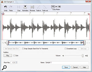 A simple but effective sample editor allows you to trim and tidy up your recorded audio.