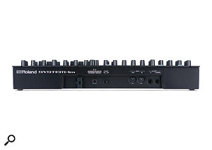 Compared to the front panel the back of the System 1m is a  simple affair, with just a  power socket and switch, MIDI I/O ports (duplicated underneath for use when racked) and a  pair of quarter–inch audio outputs.